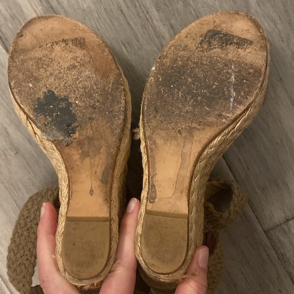 Stuart Weitztman Alex Crochet Ankle Strap Wedge Sandal Espadrille Swamp size 11 - Picture 10 of 12